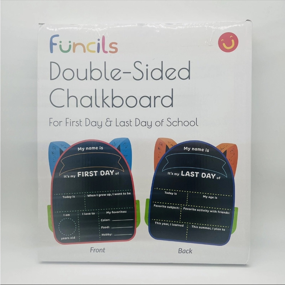 Funcils Double-Sided Chalkboard back to school backpack NWT